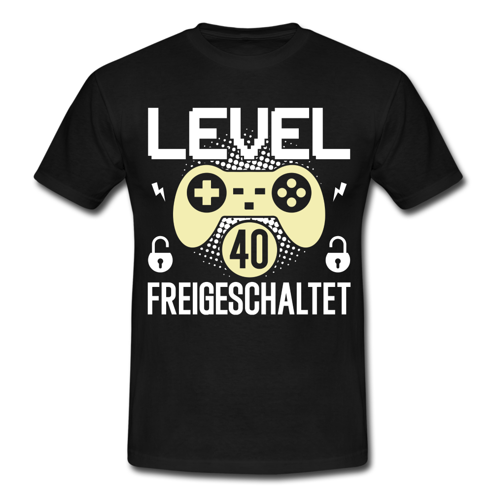 Gamer 40. Geburtstag Gaming Shirt Level 40 Freigeschaltet Geschenk T-Shirt - black
