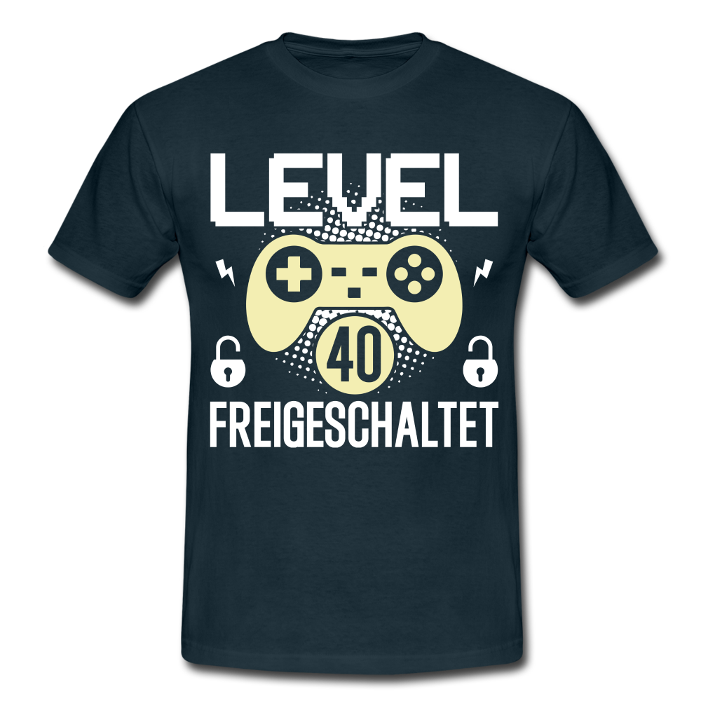 Gamer 40. Geburtstag Gaming Shirt Level 40 Freigeschaltet Geschenk T-Shirt - navy