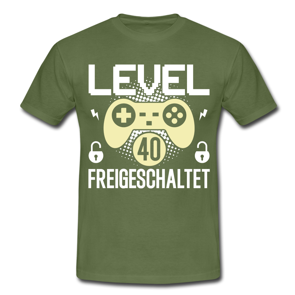 Gamer 40. Geburtstag Gaming Shirt Level 40 Freigeschaltet Geschenk T-Shirt - military green