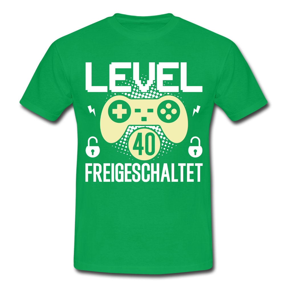 Gamer 40. Geburtstag Gaming Shirt Level 40 Freigeschaltet Geschenk T-Shirt - kelly green