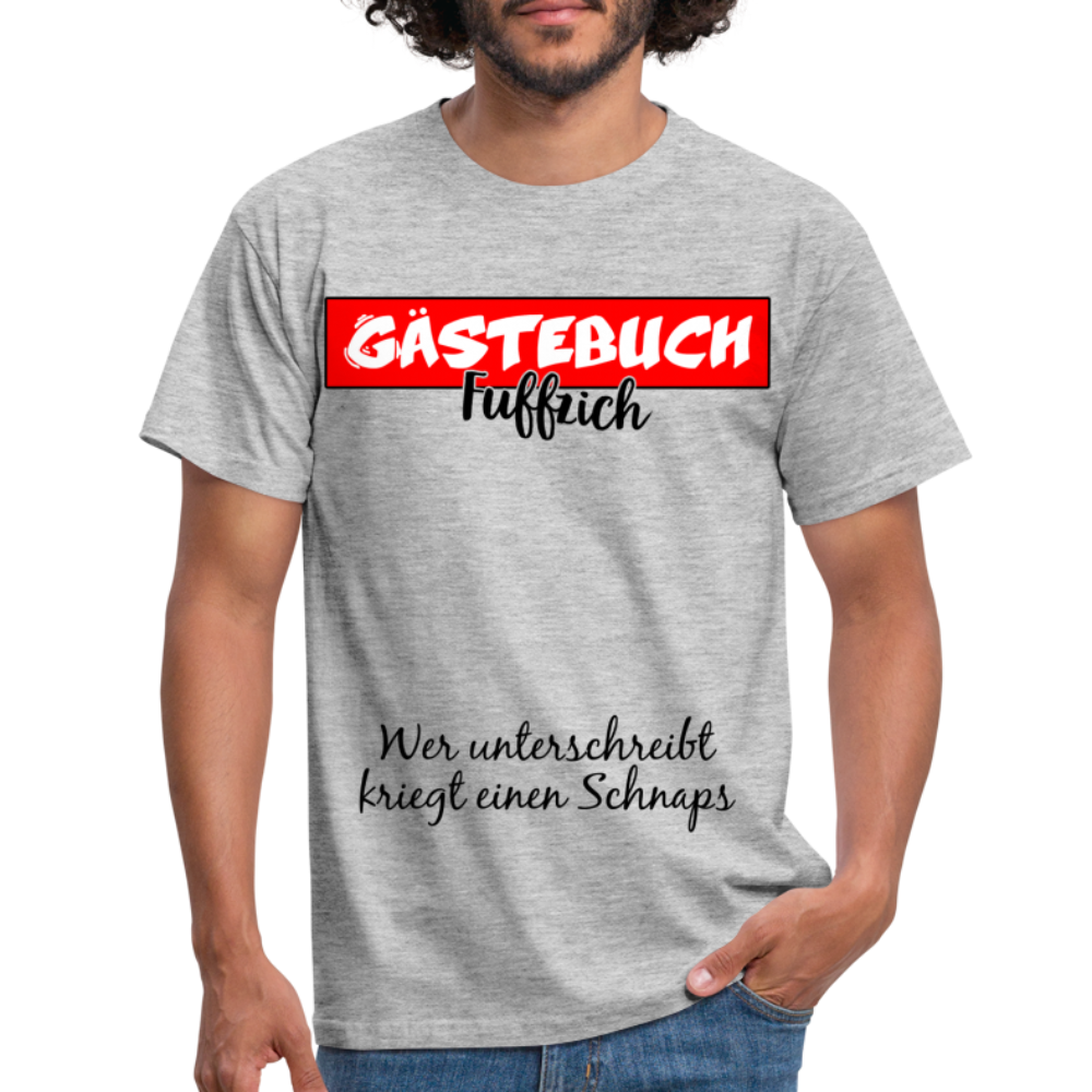 50.Geburtstag Gästebuch Fuffzich Wer unterschreibt kriegt einen Schnaps T-Shirt - heather grey
