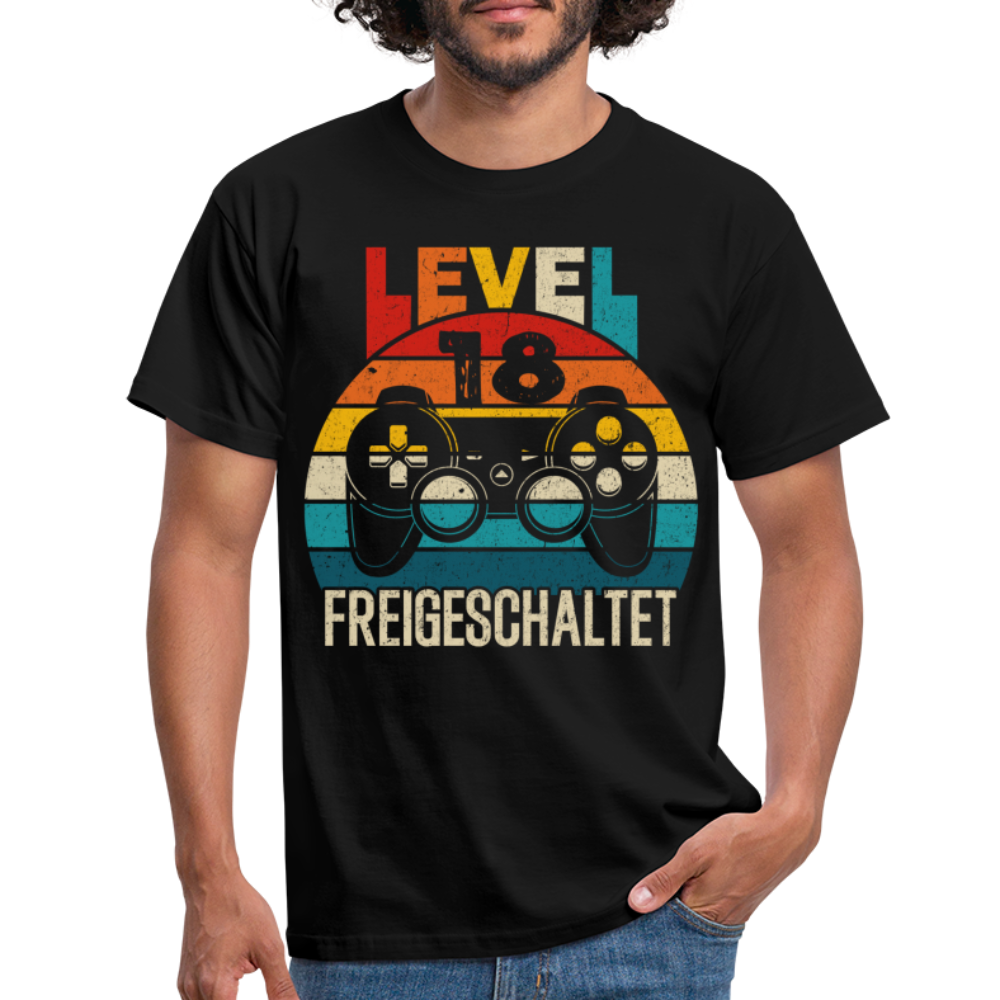 18.Geburtstag Gamer Level 18 Freigeschaltet Geschenk T-Shirt - black