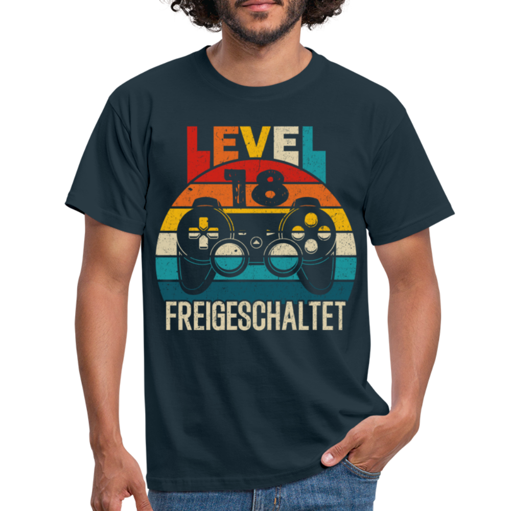 18.Geburtstag Gamer Level 18 Freigeschaltet Geschenk T-Shirt - navy