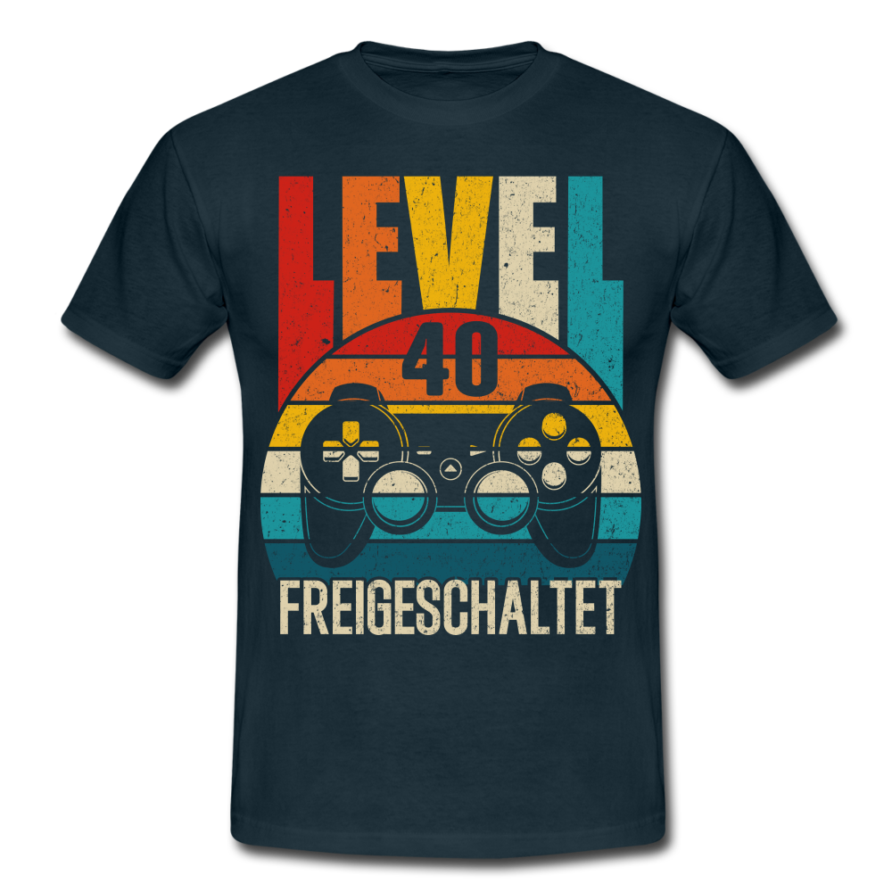 40. Geburtstag Level 40 Freigeschaltet Geschenk T-Shirt - navy