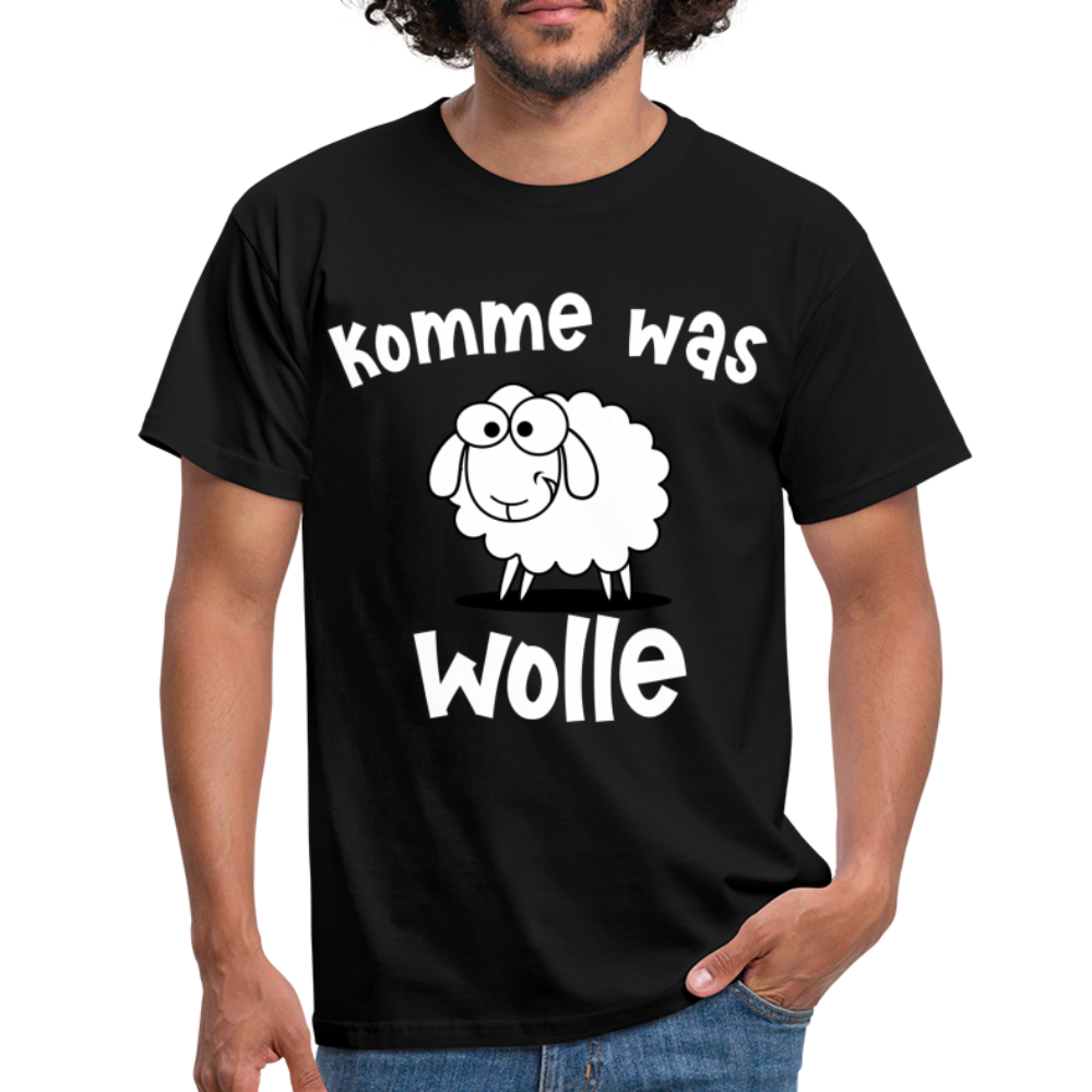 Schaf Schäfer Schafhirte Komme was Wolle Lustiges Witziges T-Shirt - black