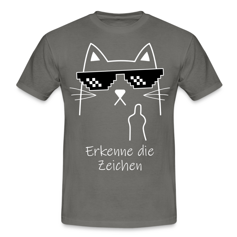 Katze Meme Shirt Stinkefinger - Erkenne die Zeichen Lustiges T-Shirt - graphite grey