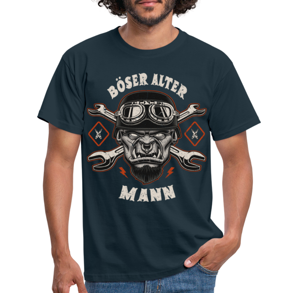 Biker Shirt Böser alter Mann Lustiges T-Shirt - navy