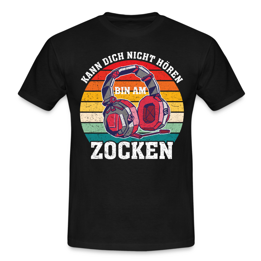 Gamer Shirt Kann dich nicht hören bin am Zocken Gaming Headset Geschenk T-Shirt - black