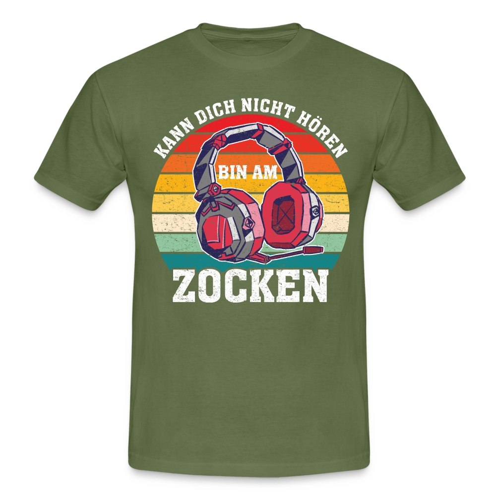 Gamer Shirt Kann dich nicht hören bin am Zocken Gaming Headset Geschenk T-Shirt - military green