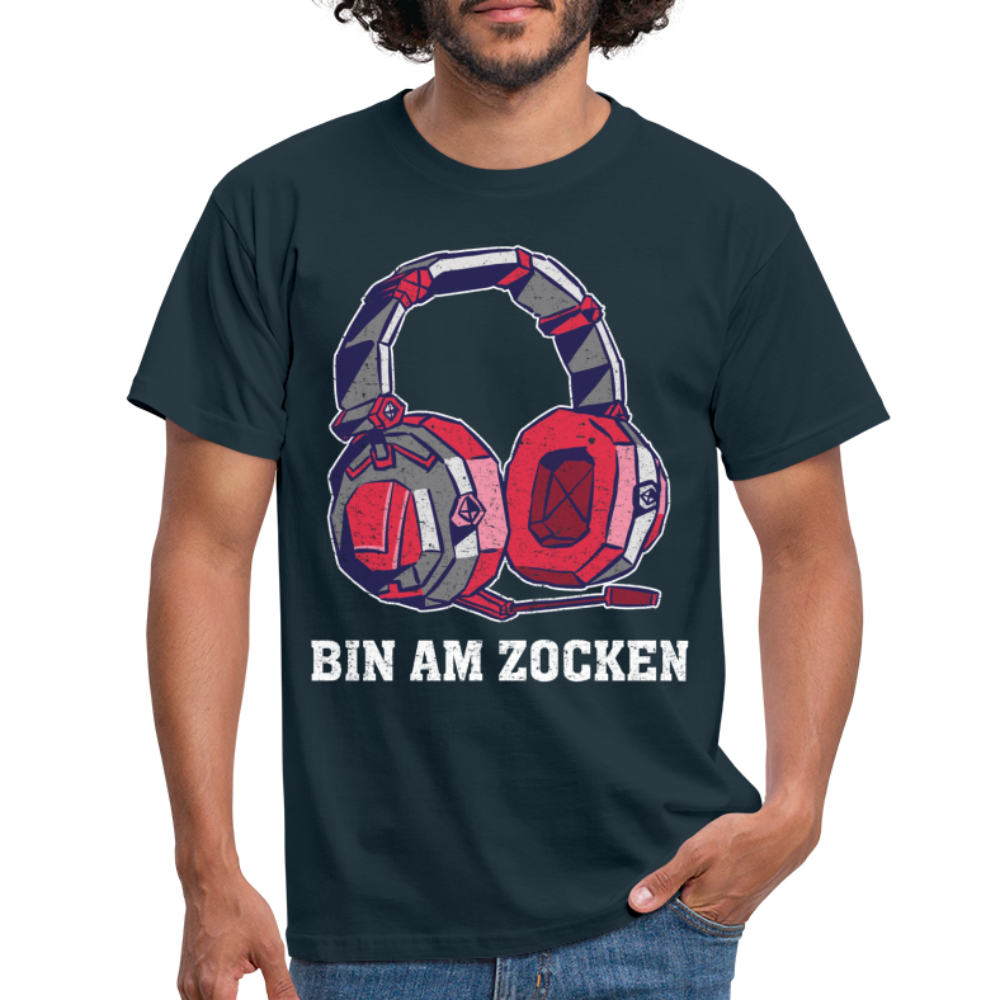 Gamer Shirt Headset bin am Zocken Geschenk Gaming T-Shirt - navy