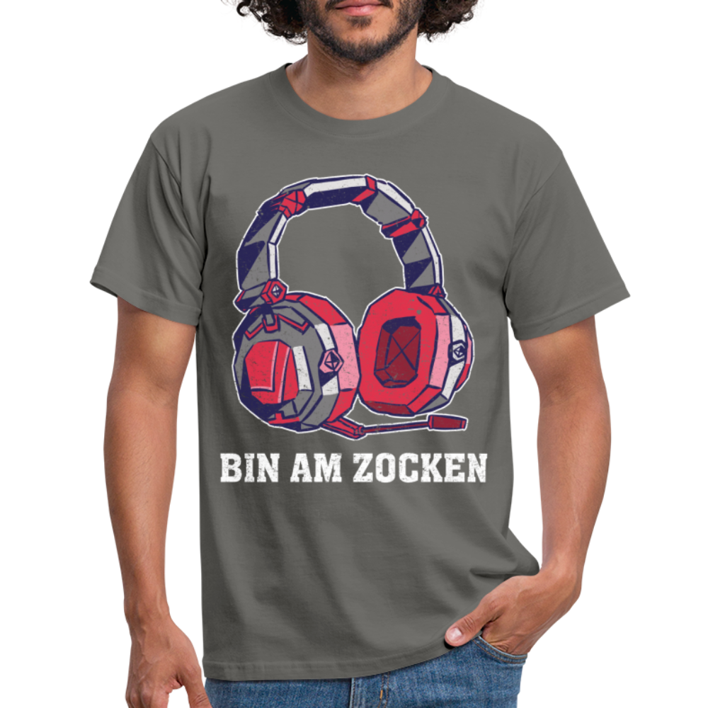 Gamer Shirt Headset bin am Zocken Geschenk Gaming T-Shirt - graphite grey