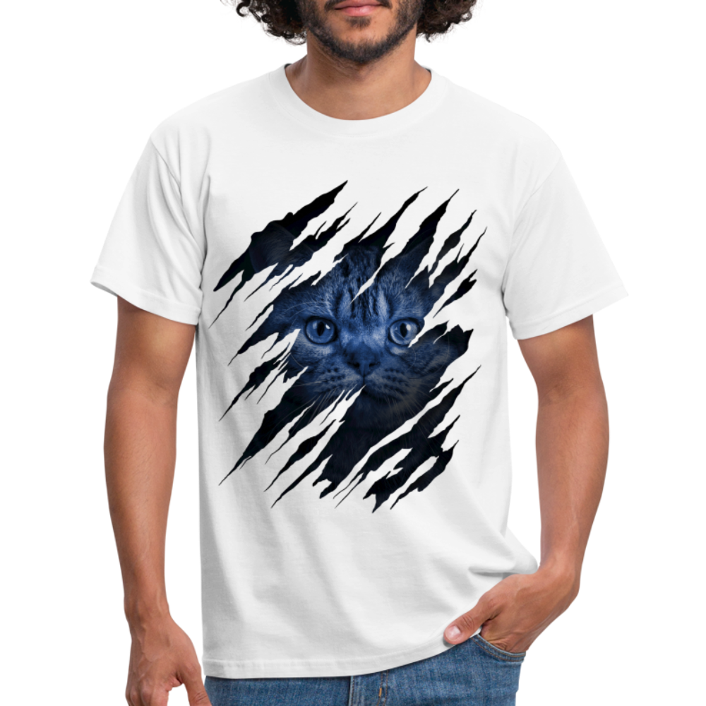 Lustige Katze zerrissenes Shirt Geschenk Katzen Liebhaber T-Shirt - white