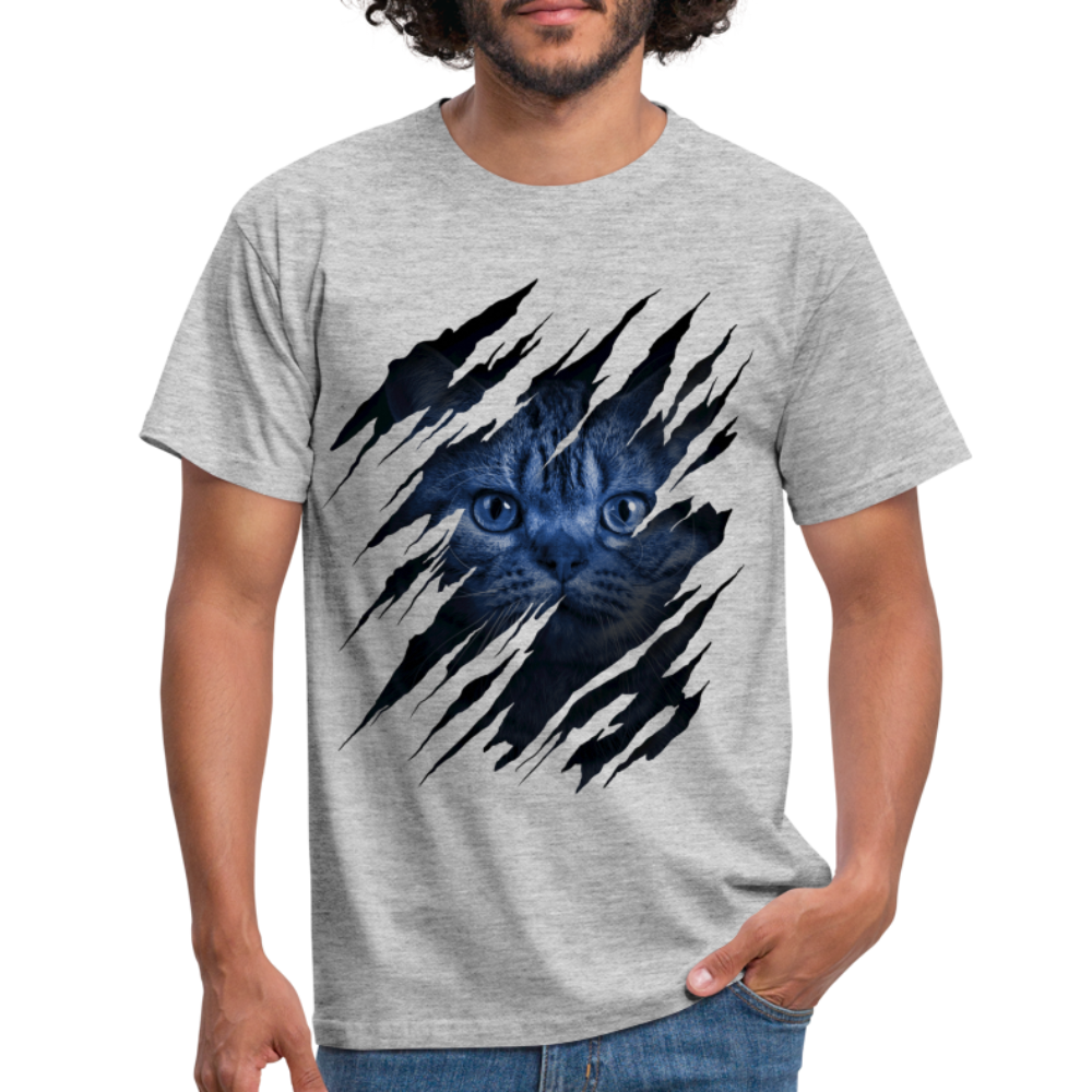 Lustige Katze zerrissenes Shirt Geschenk Katzen Liebhaber T-Shirt - heather grey