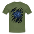 Lustige Katze zerrissenes Shirt Geschenk Katzen Liebhaber T-Shirt - military green