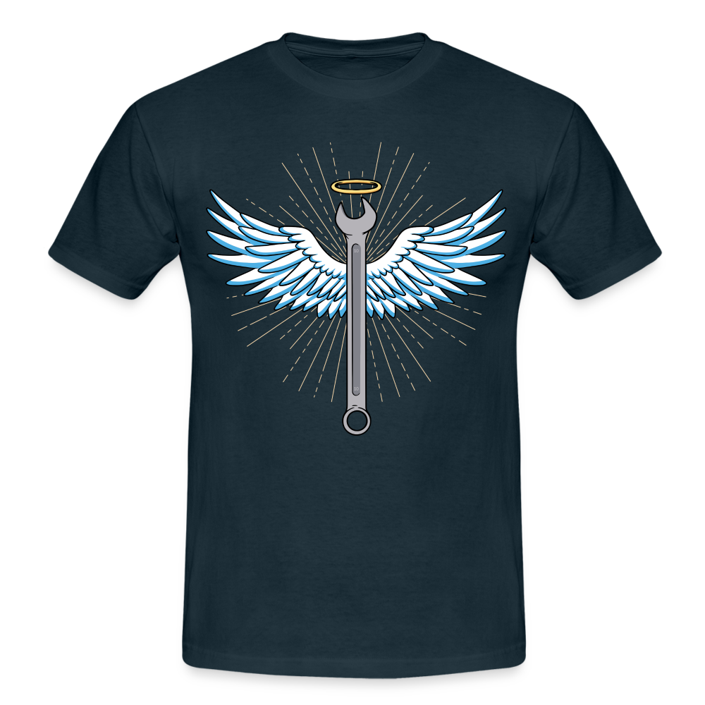 Mechaniker Mechatroniker Schrauber Schraubenschlüssel Engel Geschenk T-Shirt - navy