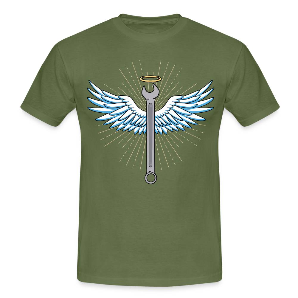 Mechaniker Mechatroniker Schrauber Schraubenschlüssel Engel Geschenk T-Shirt - military green