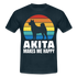 Akita Hund Akita Makes ME Happy T-Shirt - navy