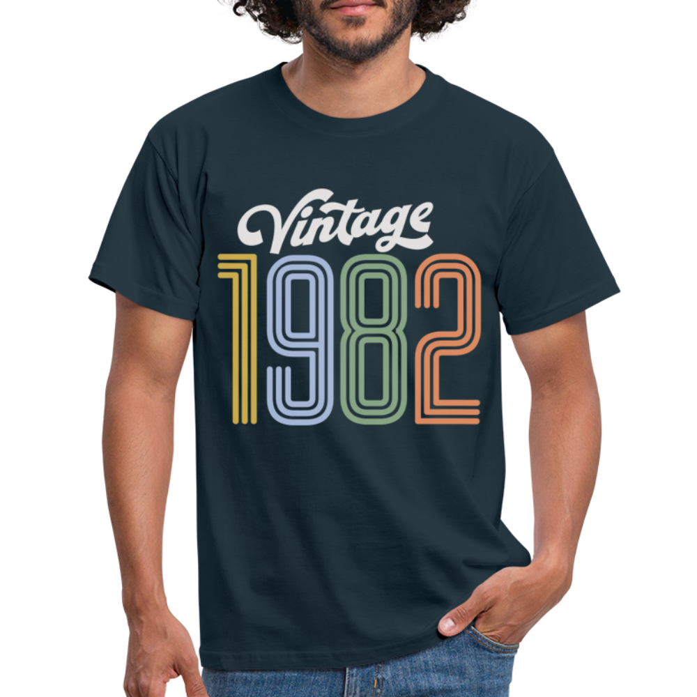 40. Geburtstag Vintage Retro Style Geboren 1982 Männer Geschenk T-Shirt - navy