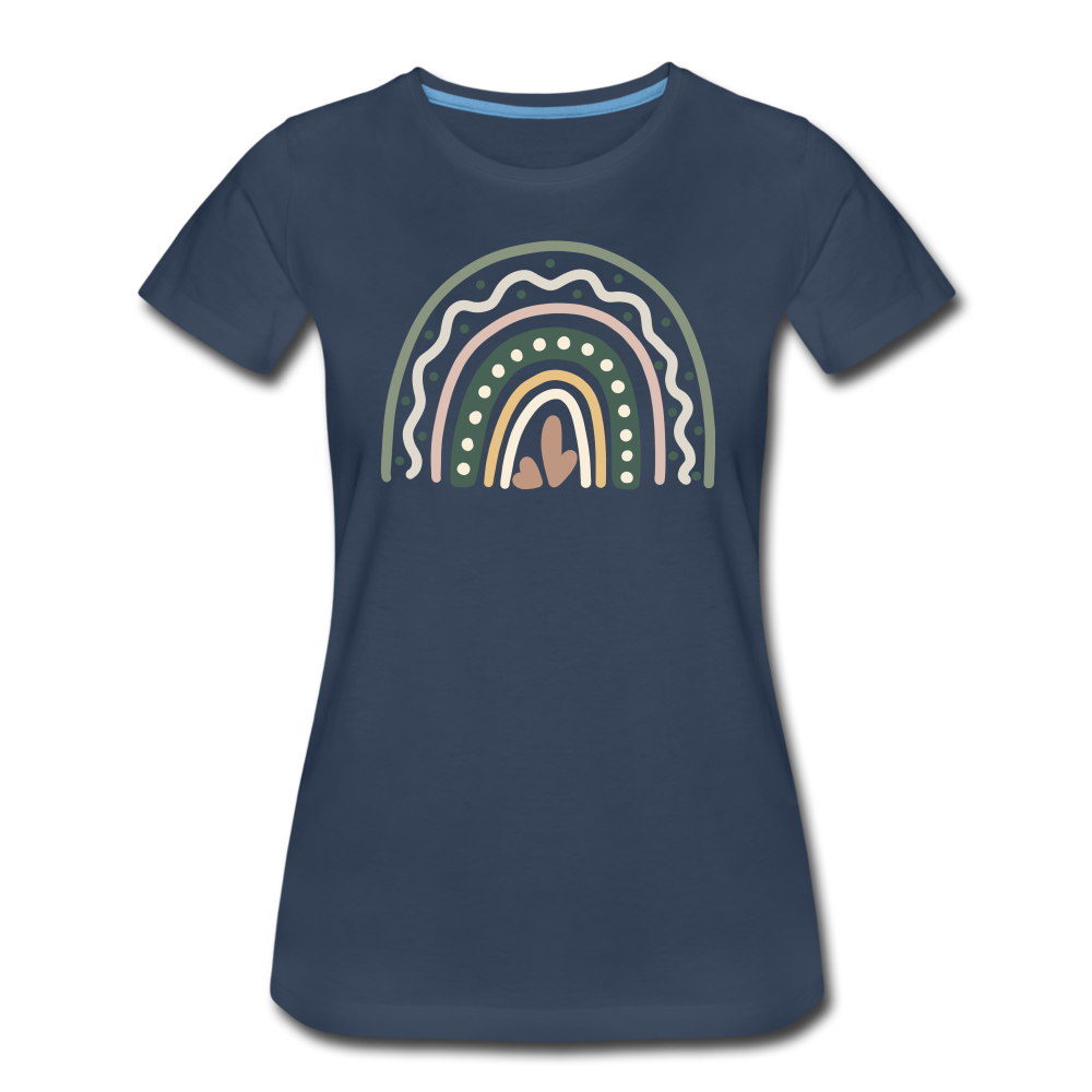 Regenbogen Herz Frauen Premium T-Shirt - navy