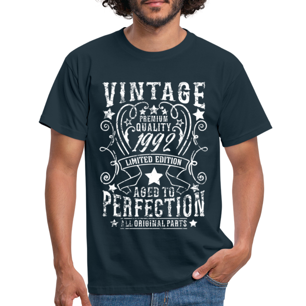30. Geburtstag Vintage Style Geboren 1992 Männer Geschenk T-Shirt - navy