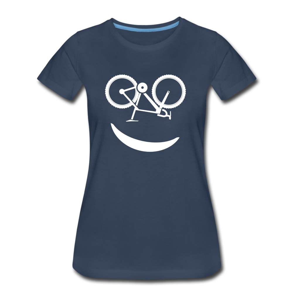 Fahrradfahrerin Fahrrad Smiley Geschenkidee Frauen Premium T-Shirt - navy