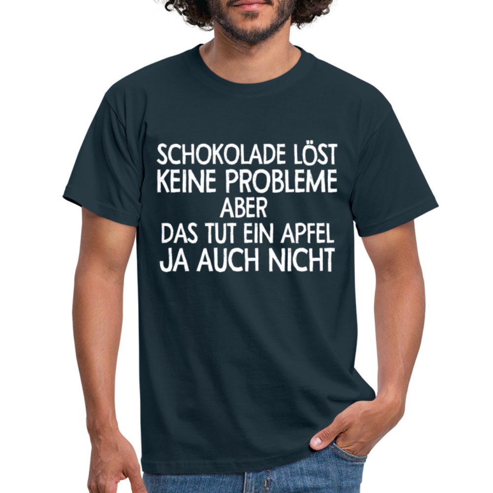 Schokolade löst keine Probleme ein Apfel aber auch nicht T-Shirt - navy