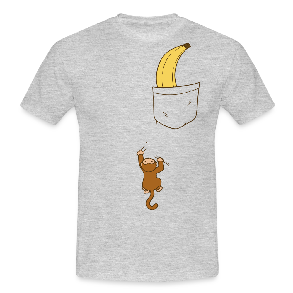 Lustiger Affe Klettert am Shirt hoch Lustiges T-Shirt - heather grey