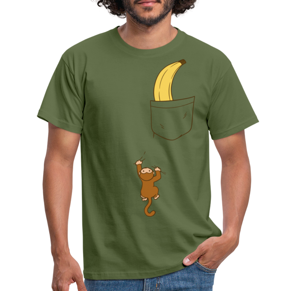Lustiger Affe Klettert am Shirt hoch Lustiges T-Shirt - military green