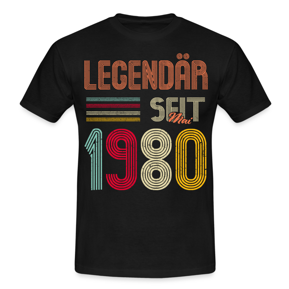Geburtstags Shirt Im Mai 1980 Geboren Legendär seit 1980, Geschenk T-Shirt - Schwarz