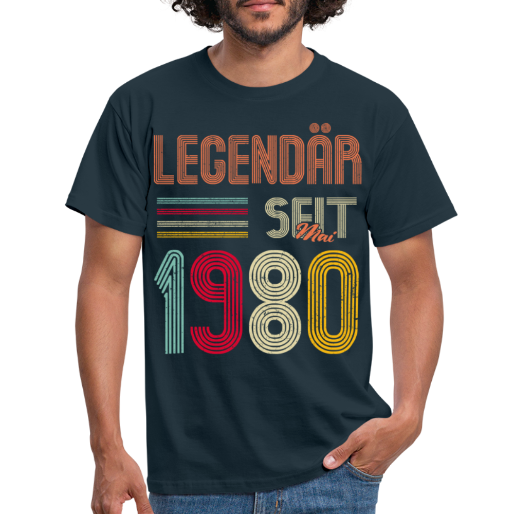 Geburtstags Shirt Im Mai 1980 Geboren Legendär seit 1980, Geschenk T-Shirt - Navy