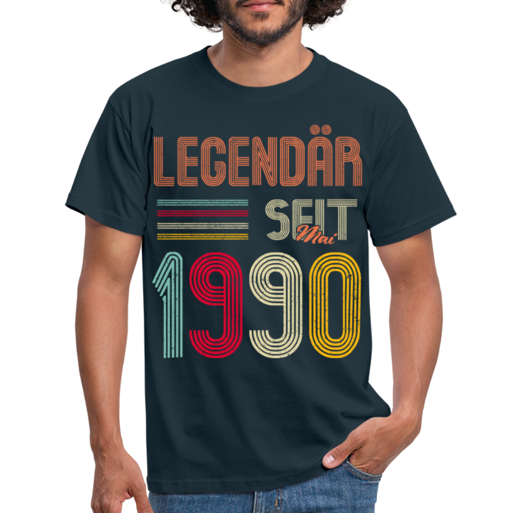 Geburtstags Shirt Im Mai 1990 Geboren Legendär seit 1990, Geschenk T-Shirt - Navy