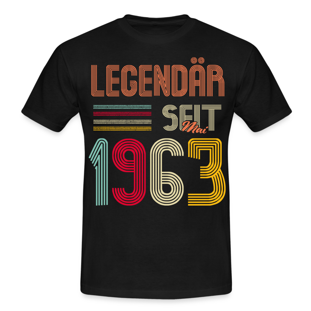 Geburtstags Shirt Im Mai 1963 Geboren Legendär seit 1963 Geschenk T-Shirt - Schwarz