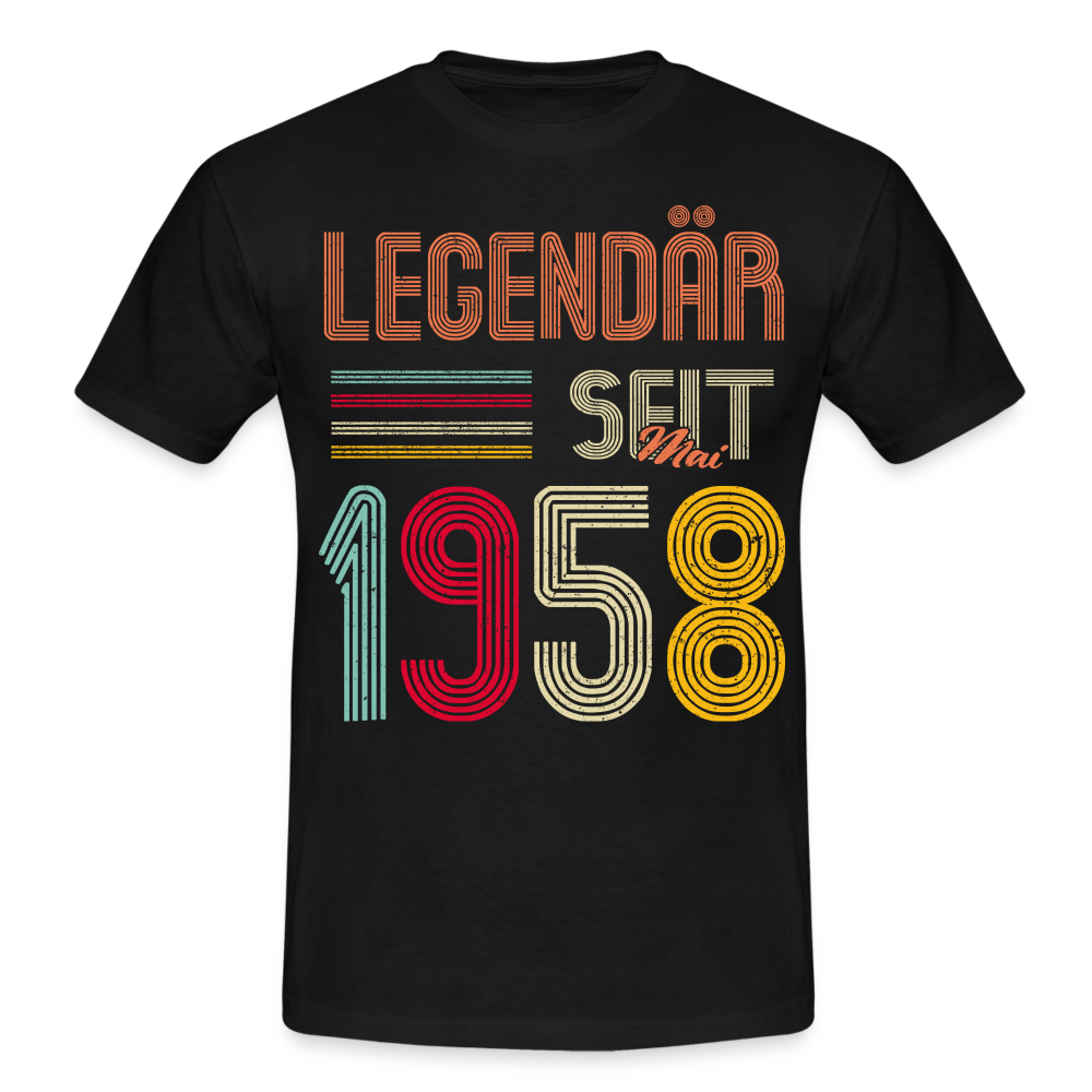Geburtstags Shirt Im Mai 1958 Geboren Legendär seit 1958 Geschenk T-Shirt - Schwarz