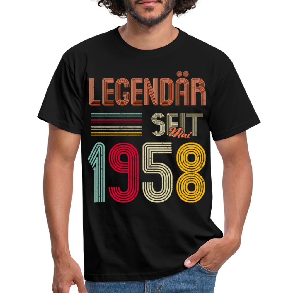 Geburtstags Shirt Im Mai 1958 Geboren Legendär seit 1958 Geschenk T-Shirt - Schwarz