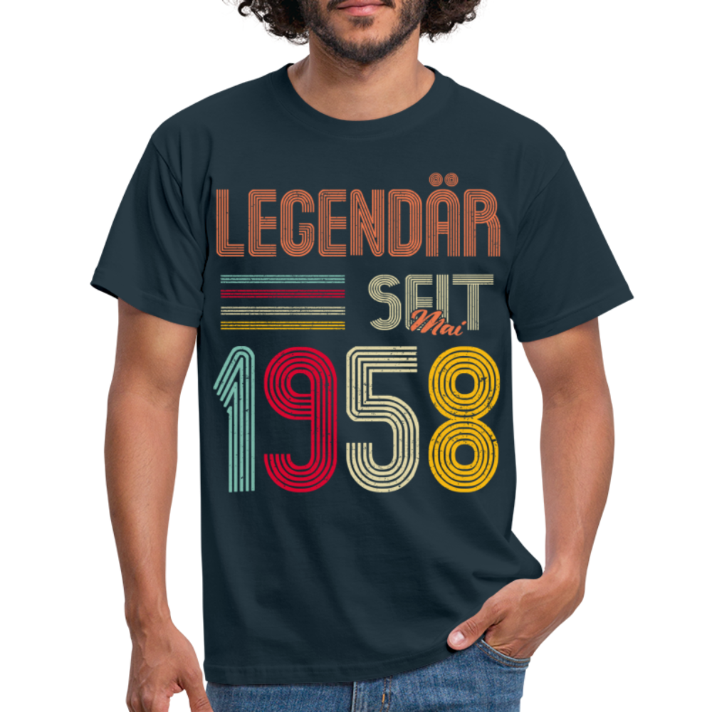 Geburtstags Shirt Im Mai 1958 Geboren Legendär seit 1958 Geschenk T-Shirt - Navy