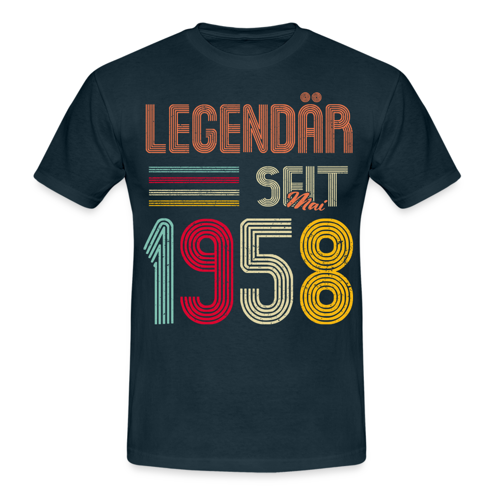 Geburtstags Shirt Im Mai 1958 Geboren Legendär seit 1958 Geschenk T-Shirt - Navy