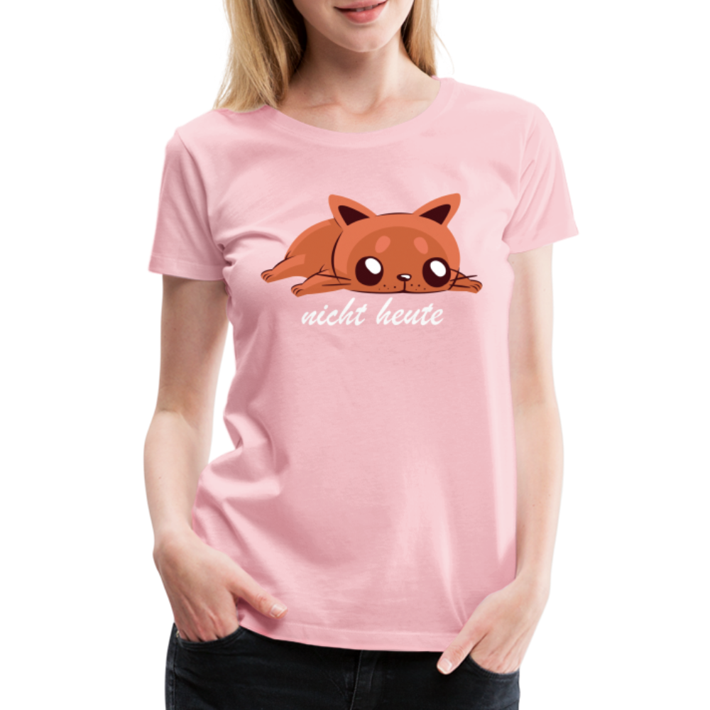 Faule Katze Shirt Nicht Heute Lustiges Fun Frauen Premium T-Shirt - Hellrosa