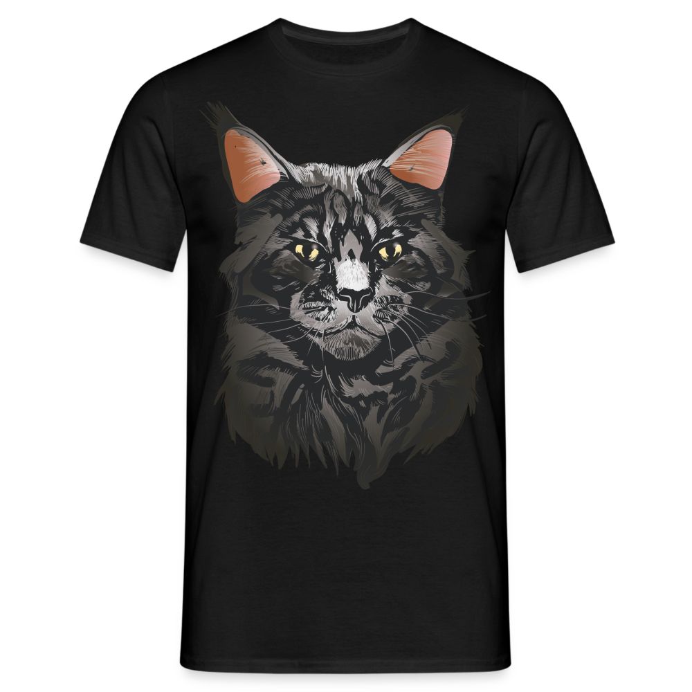 Main Coon Katze Shirt Portrait Katze Geschenk T-Shirt - Schwarz