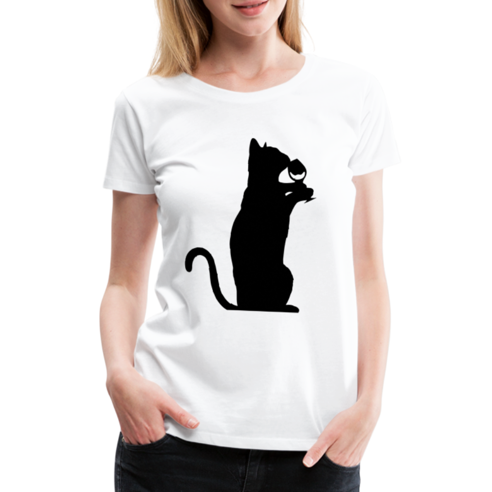 Katze und Wein Shirt Katze Wein Liebhaberin Frauen Premium T-Shirt - Weiß