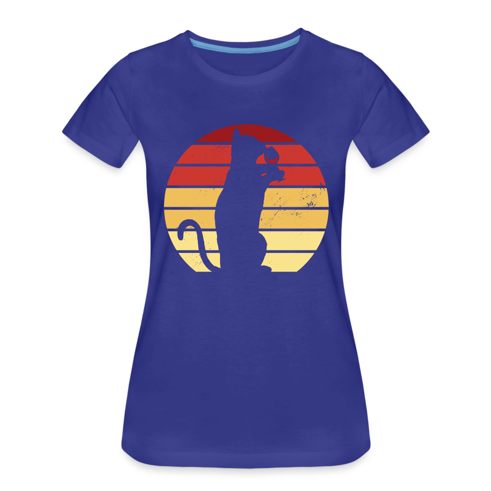 Katze und Wein Shirt Katze Wein Liebhaberin Retro Style Frauen Premium T-Shirt - Königsblau