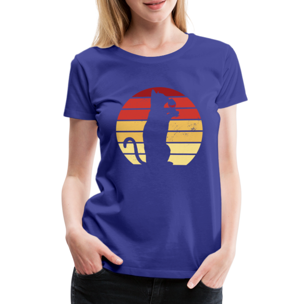 Katze und Wein Shirt Katze Wein Liebhaberin Retro Style Frauen Premium T-Shirt - Königsblau
