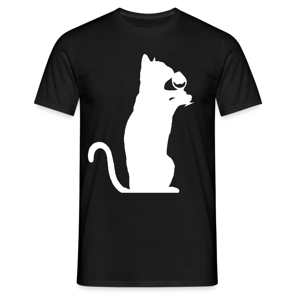 Katze und Wein Shirt Katze Wein Liebhaber T-Shirt - Schwarz