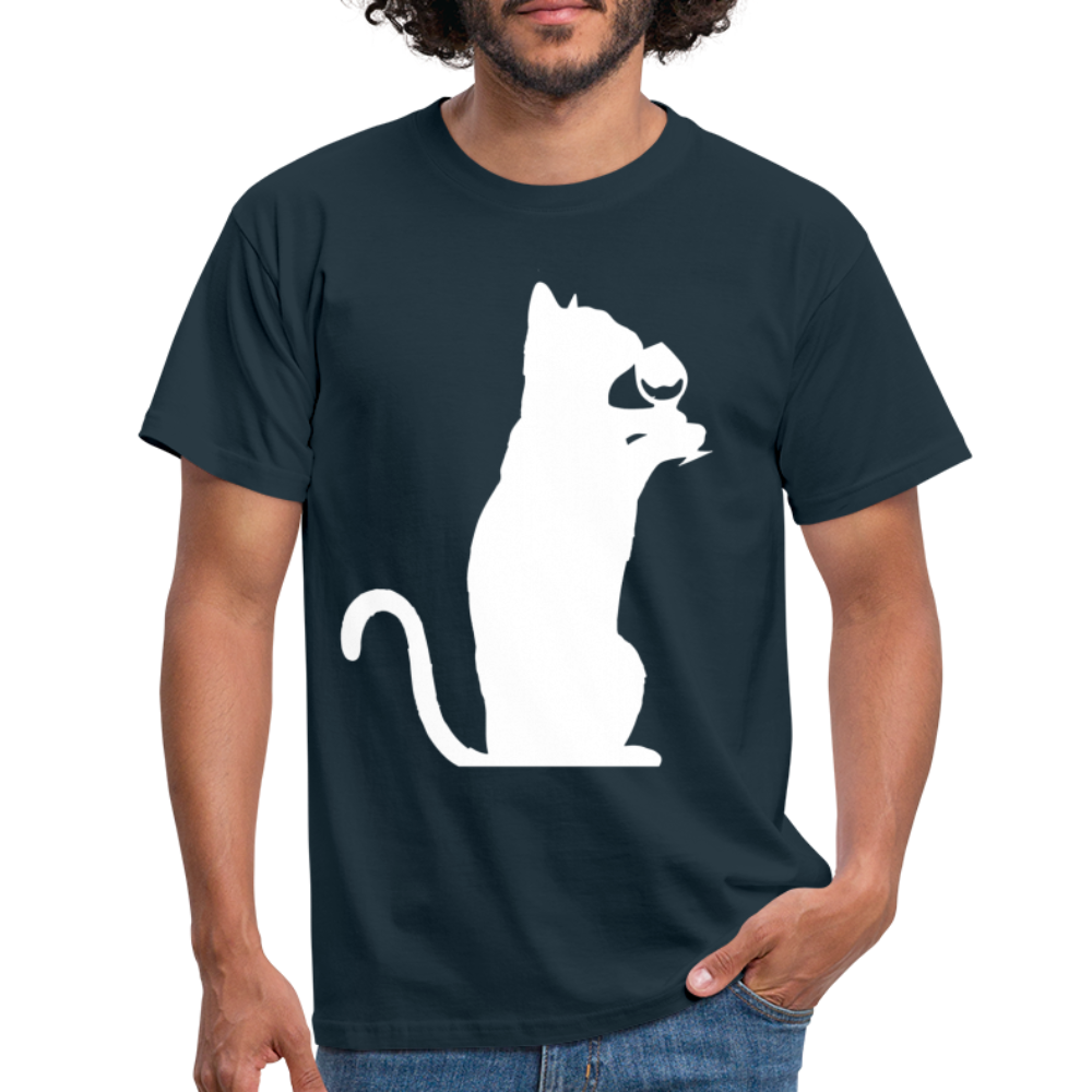 Katze und Wein Shirt Katze Wein Liebhaber T-Shirt - Navy