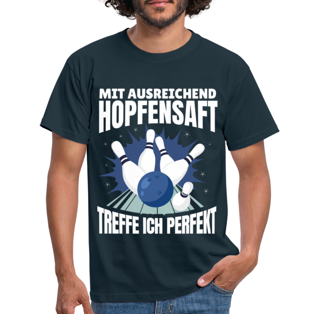 Bowling Bier Shirt mit ausreichend Hopfensaft treffe ich perfekt geschenk T-Shirt - Navy
