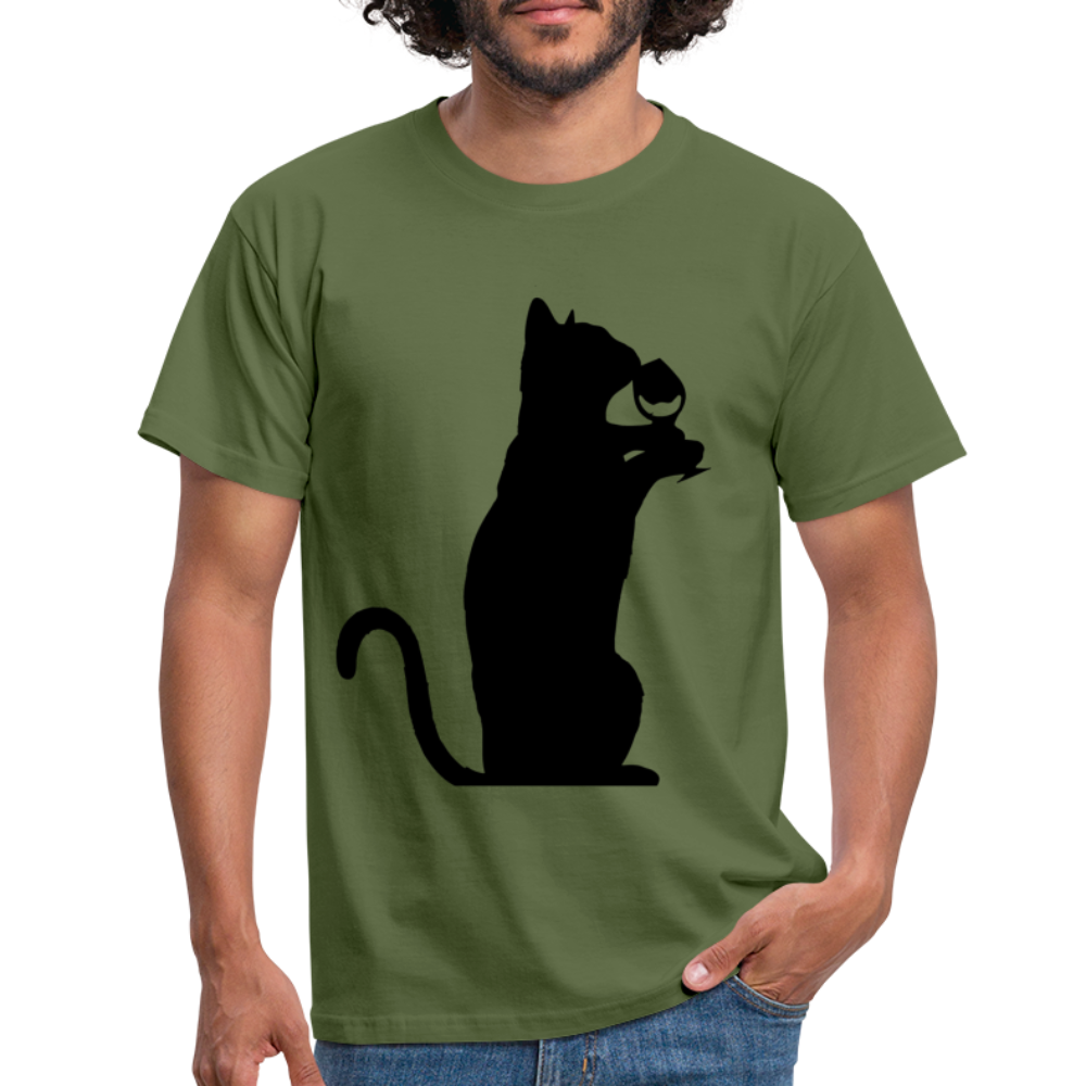 Katze und Wein Shirt Katze Wein Liebhaber T-Shirt - Militärgrün