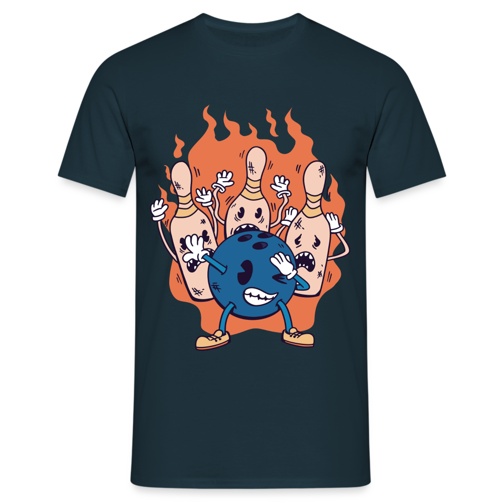 Bowling Shirt tanzende Bowlingkugel ängstliche Pins Lustiges Geschenk T-Shirt - Navy