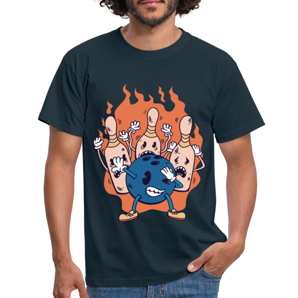 Bowling Shirt tanzende Bowlingkugel ängstliche Pins Lustiges Geschenk T-Shirt - Navy