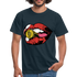 Kuss Lippen T-Shirt Kuss Mund mit Kugel Lustiges T-Shirt - Navy