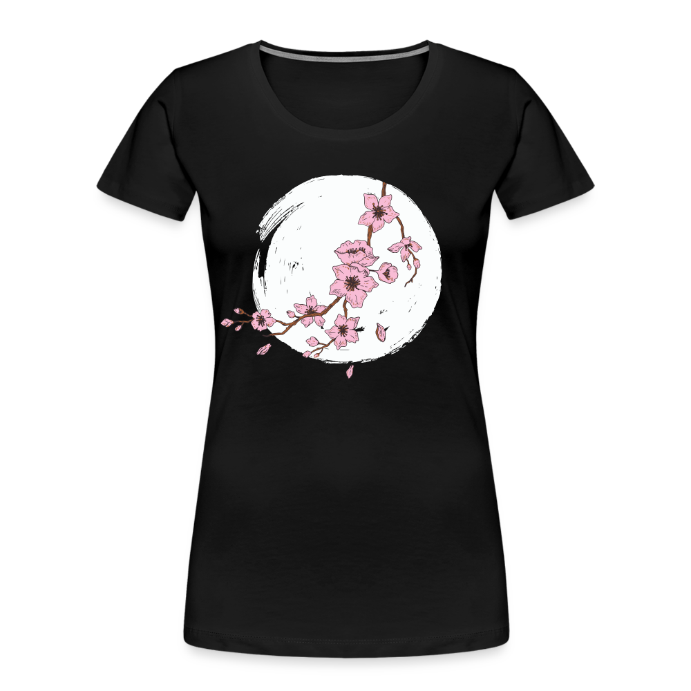 Kunstvolle Blüten Shirt Frauen Premium T-Shirt - Schwarz