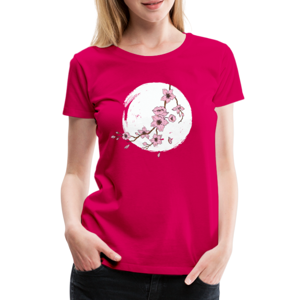 Kunstvolle Blüten Shirt Frauen Premium T-Shirt - dunkles Pink